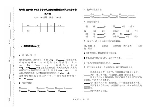 期末练习五年级下学期小学语文综合试题精选期末模拟试卷A卷练习题