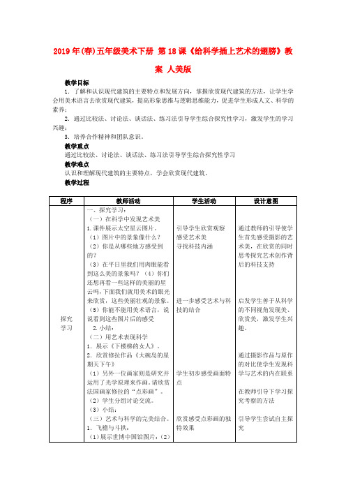 (小学教育)2019年(春)五年级美术下册 第18课《给科学插上艺术的翅膀》教案 人美版