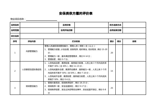 安保类供方履约评价表