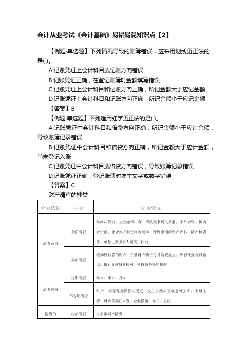 会计从业考试《会计基础》易错易混知识点【2】