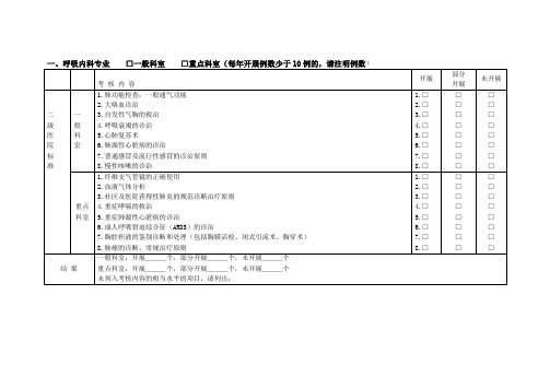 二级综合医院评审规范标准(专业技术规划项目)