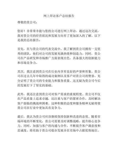 网上拜访客户总结报告