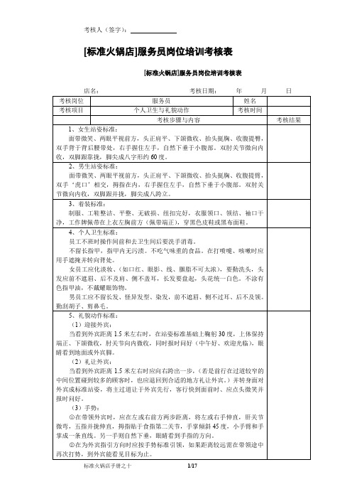 标准火锅店常用表格_表格类模板_表格模板_实用文档