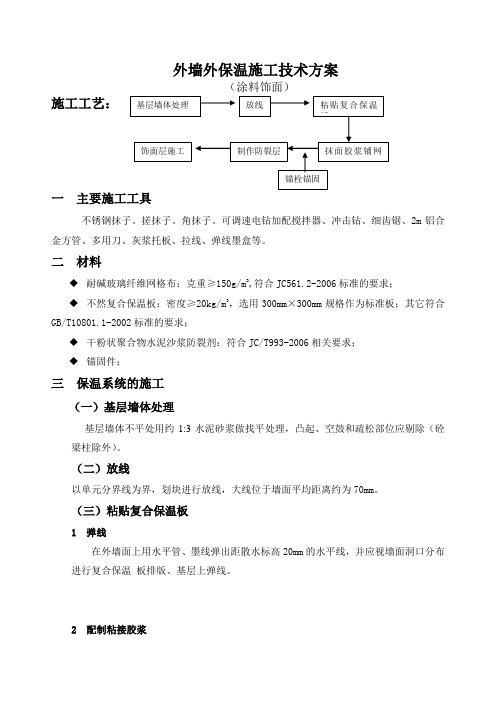 外墙外保温施工技术方案