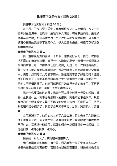 我懂事了优秀作文（精选20篇）