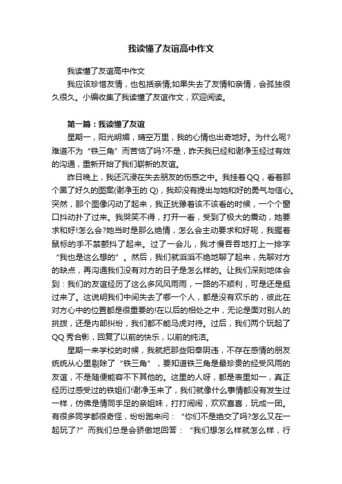 我读懂了友谊高中作文