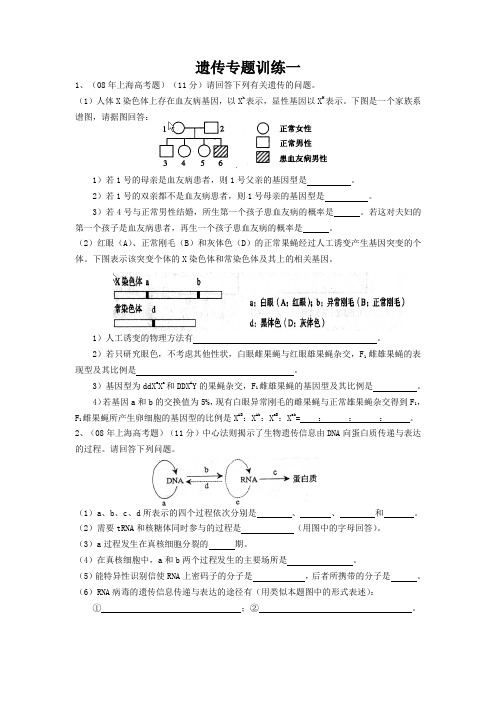 遗传专题训练一