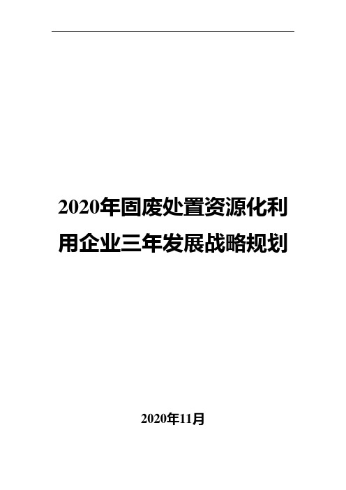 2020年固废处置资源化利用企业三年发展战略规划