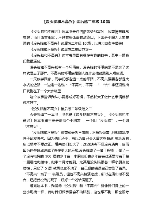 《没头脑和不高兴》读后感二年级10篇