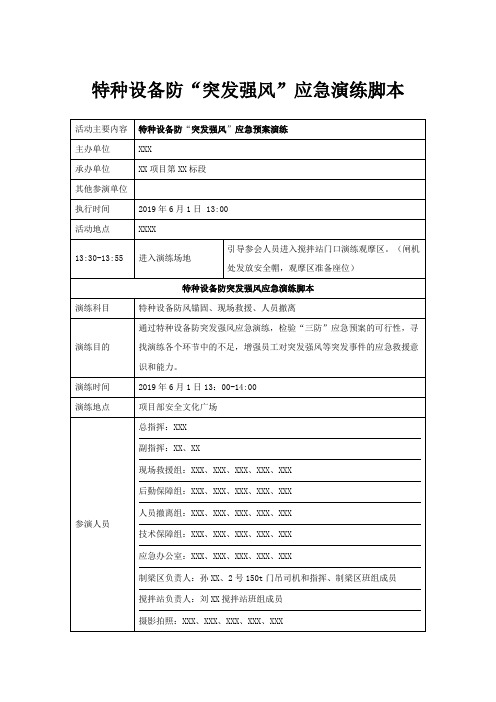 2019安全月活动——防突发强风应急演练活动脚本