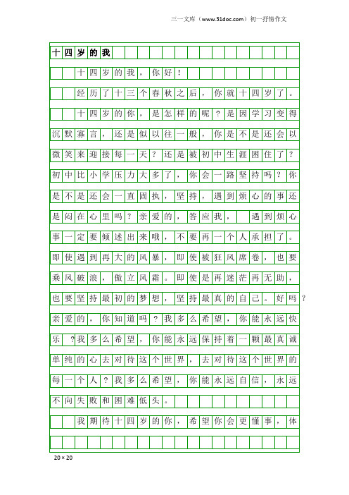 初一抒情作文：十四岁的我