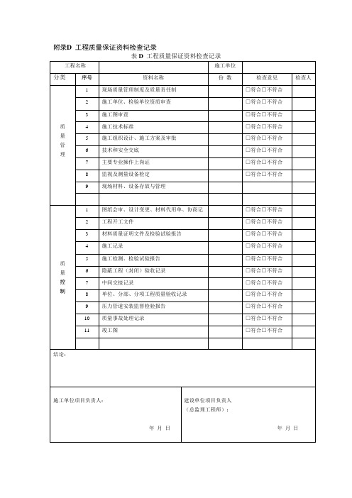 GB50184-2011工业管道质量验收表格