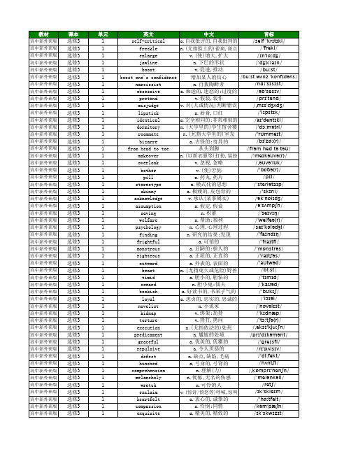 高中英语外研版 单词表 选择性必修3