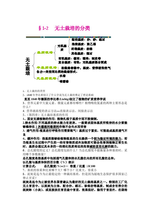 无土栽培部分复习答案