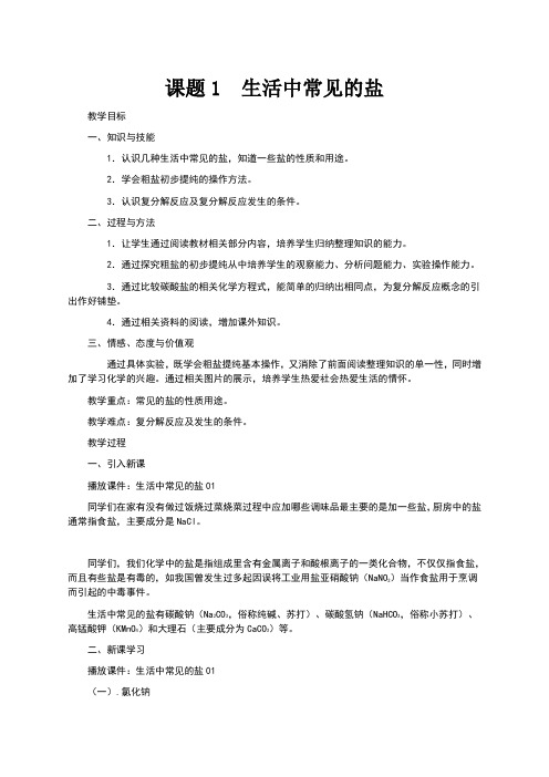 课题1生活中常见的盐教案