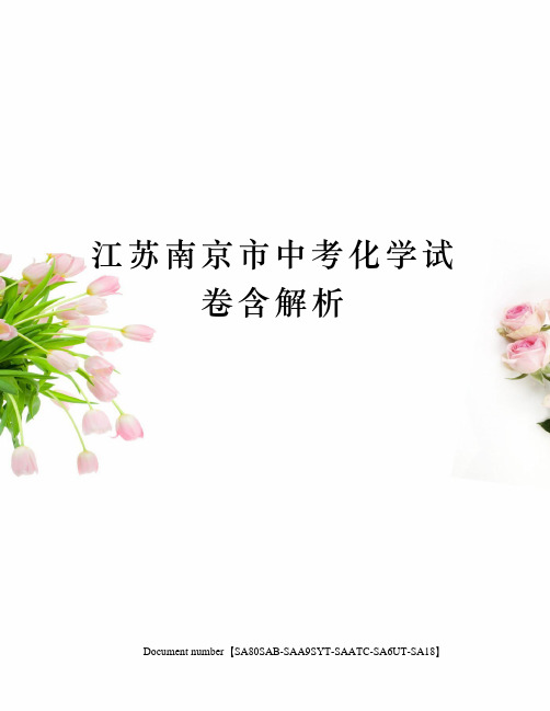 江苏南京市中考化学试卷含解析