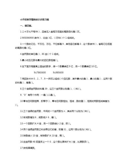 2018小升初数学整数的认识练习题