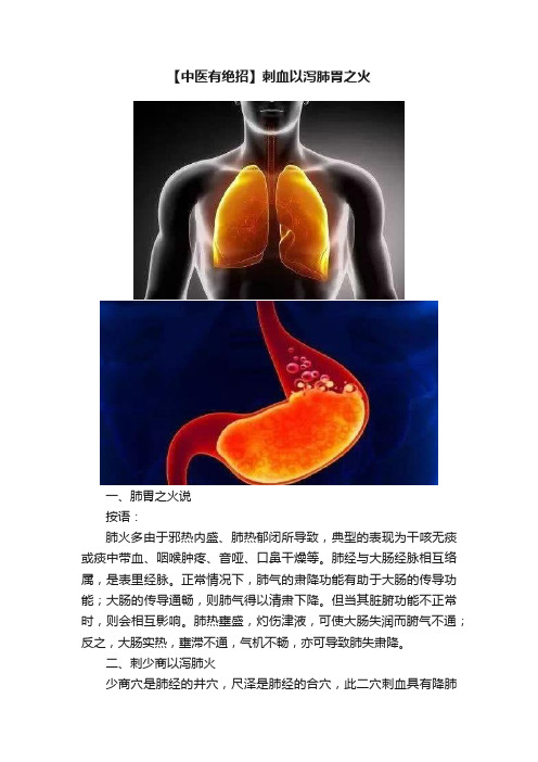 【中医有绝招】刺血以泻肺胃之火