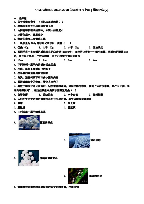 宁夏石嘴山市2019-2020学年物理八上期末模拟试卷(2)