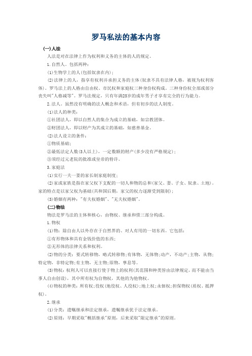 罗马私法的基本内容