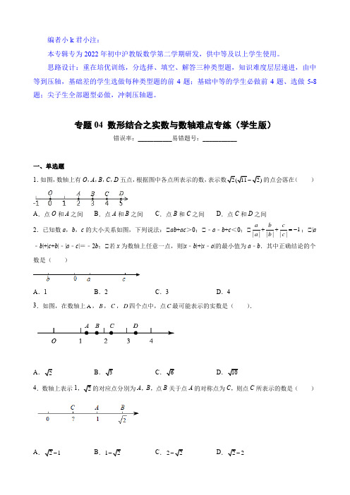 第12章 专题04 数形结合之实数与数轴难点专练(学生版)