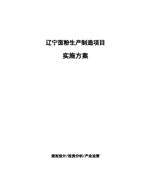 辽宁面粉生产制造项目实施方案