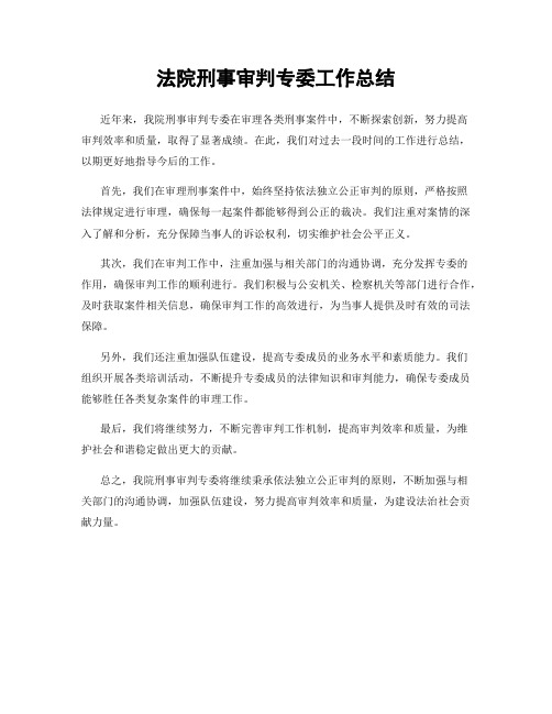 法院刑事审判专委工作总结