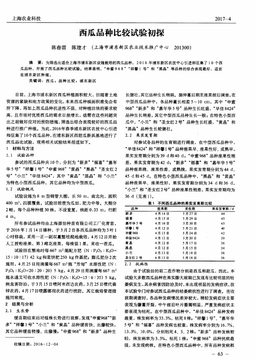 西瓜品种比较试验初探