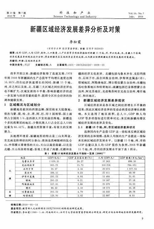新疆区域经济发展差异分析及对策