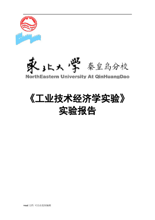 业技术经济学实验实验报告