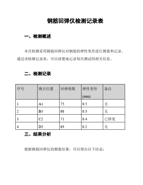 钢筋回弹仪检测记录表