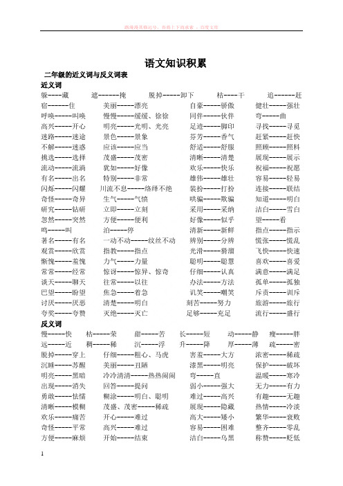 二年级语文复习——量词、近义词反义词、多音字、小结 (1)