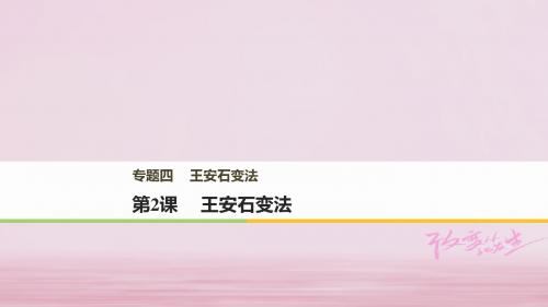 2017-2018学年高中历史 专题四 王安石变法 第2课 王安石变法课件 人民版选修1