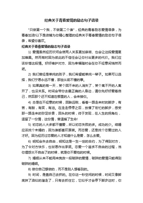 经典关于青春爱情的励志句子语录