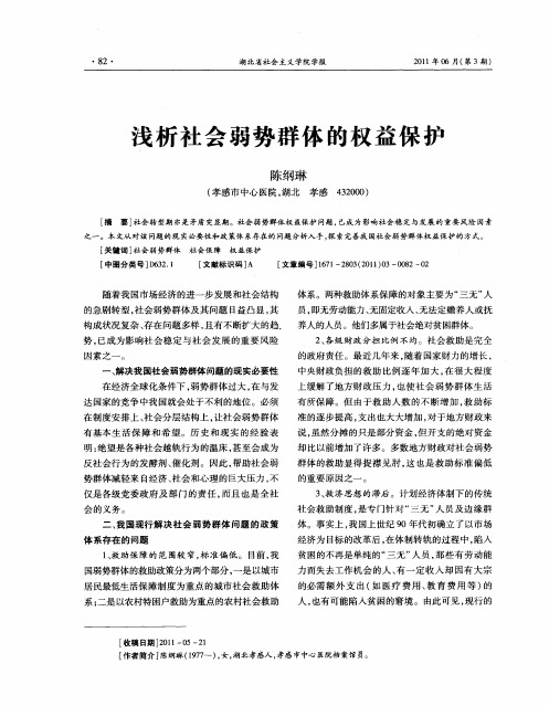 浅析社会弱势群体的权益保护