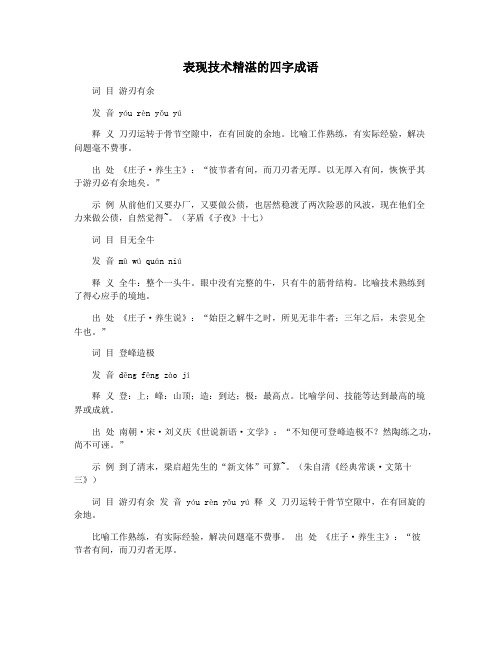 表现技术精湛的四字成语