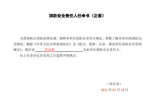 3-消防安全责任人、消防安全管理人任命书样式