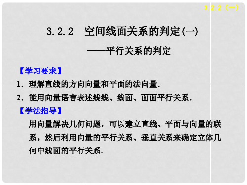 高中数学 第三章 3.2.2空间线面关系的判定(一)配套课件 苏教版选修21