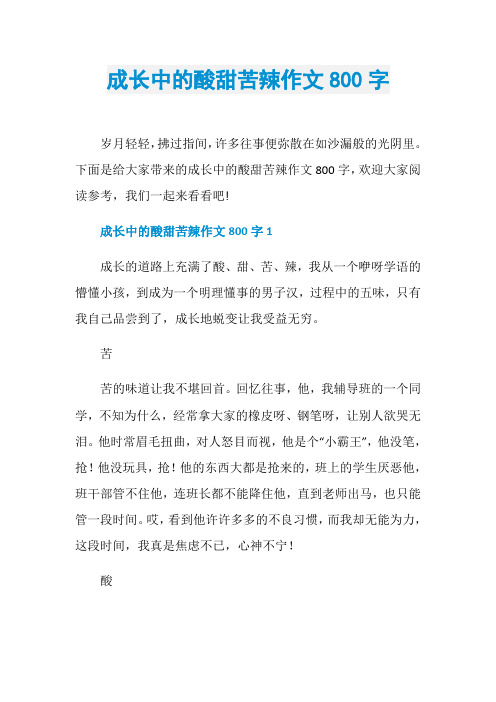 成长中的酸甜苦辣作文800字