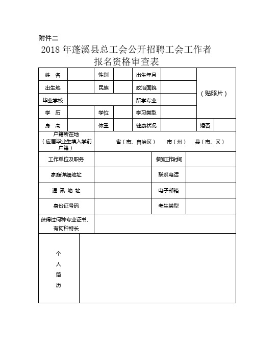 报名资格审查表【模板】