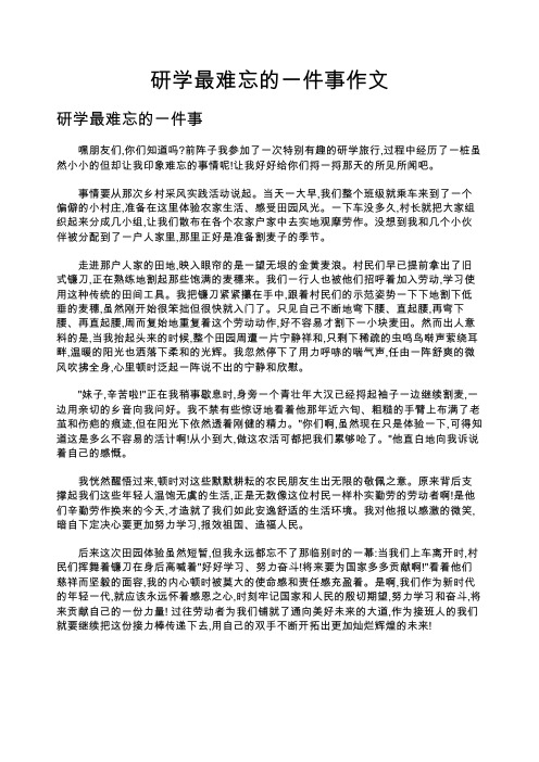 研学最难忘的一件事作文