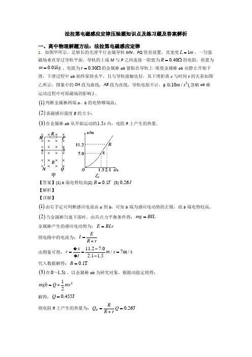 法拉第电磁感应定律压轴题知识点及练习题及答案解析