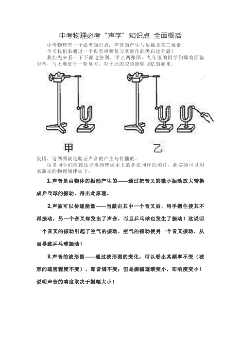 中考物理必考“声学”知识点 全面概括