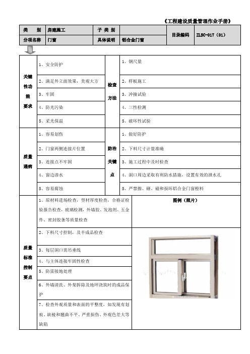 铝合金塑钢门窗质量手册