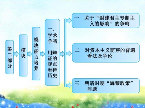 高三历史 模块一 农业文明时代的中国和世界 模块能力培养 二、学术争鸣 用辩证的观点看待历史课件