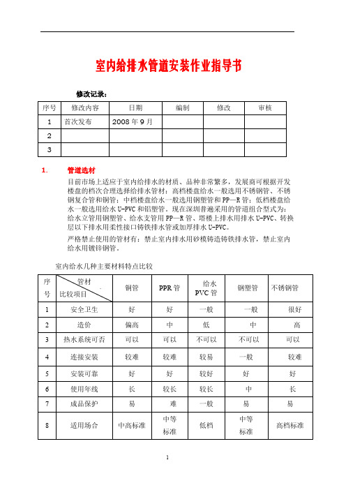 室内给排水管道安装作业指导书