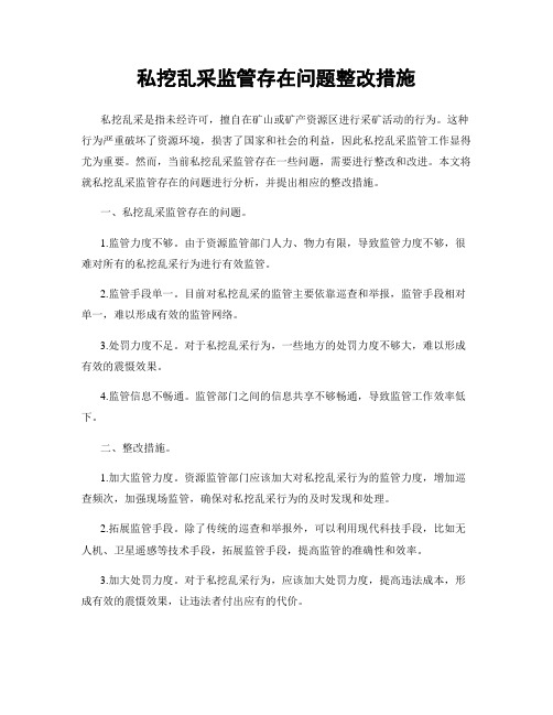 私挖乱采监管存在问题整改措施