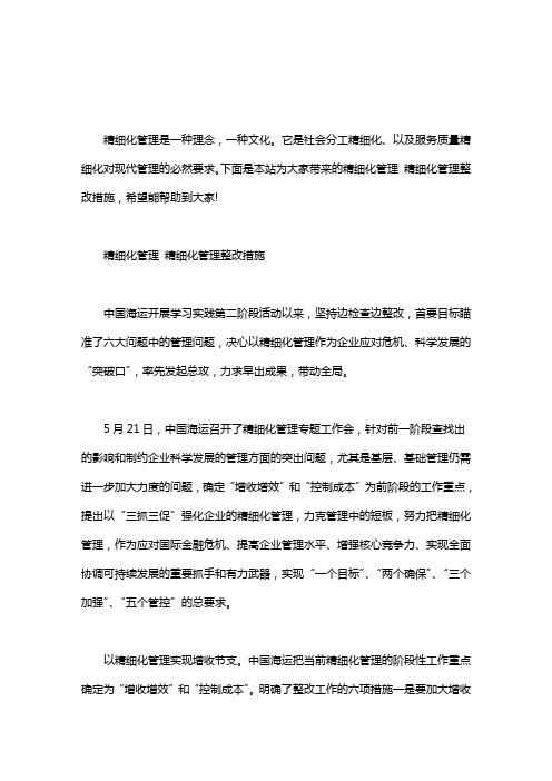 精细化管理 精细化管理整改措施