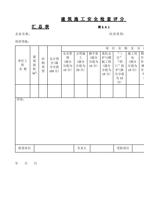 《建筑施工安全检查标准》(jgj9-99)全套表格