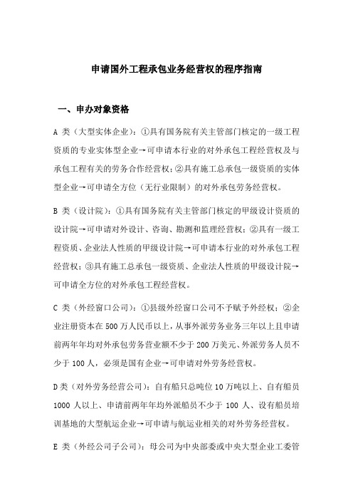 申请国外工程承包业务经营权的程序指南